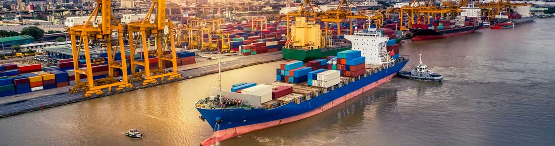 Cargo ships at dock